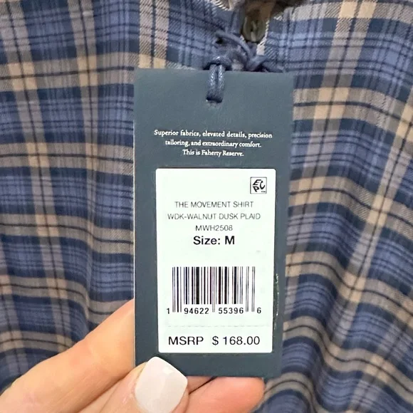 Faherty Navy and Brown Plaid Long-Sleeve Button-Down Shirt - Picture 2 of 5